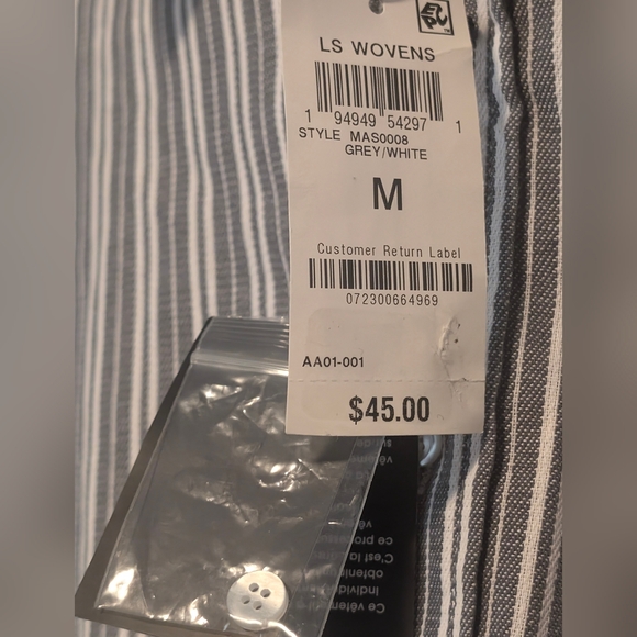 And Now This Men's Striped Oxford Dress Shirt Grey White Size -XL NWT Fast Ship - Picture 9 of 16